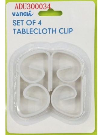 4Pc Table Cloth Clips White