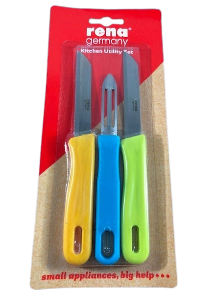 Rena 3Pc Knife Set W/Peeler