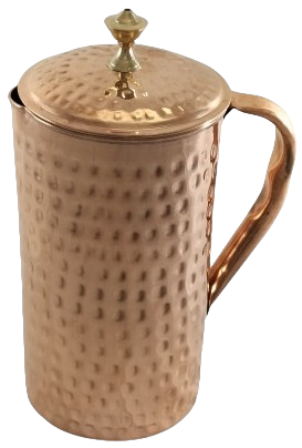 [6317] Copper Jug Hammered 1.5 L W/Brass Knob