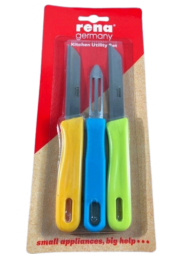 [7803] Rena 3Pc Knife Set W/Peeler