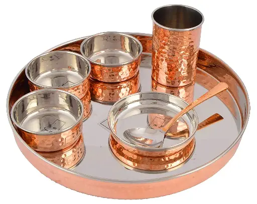 [LACOP7THL] 7pc Copper Steel Thali Set